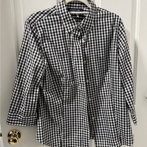 Jones New York Men's Black and White Plaid Shirt